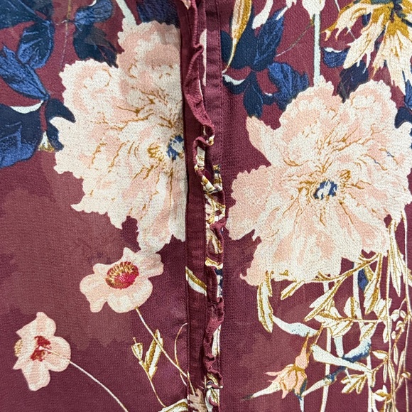 Lucky Brand Burgundy Floral Blouse - Picture 3 of 5